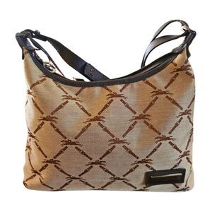 VINTAGE Longchamp SHOULDER BAG "Monogram Horse Logo" CANVAS/LEATHER Y2K Style